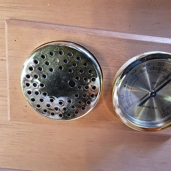 Vintage Humidor Cigar Lined Storage Box with Hygrometer Desktop Wooden Brown - Picture 4 of 7